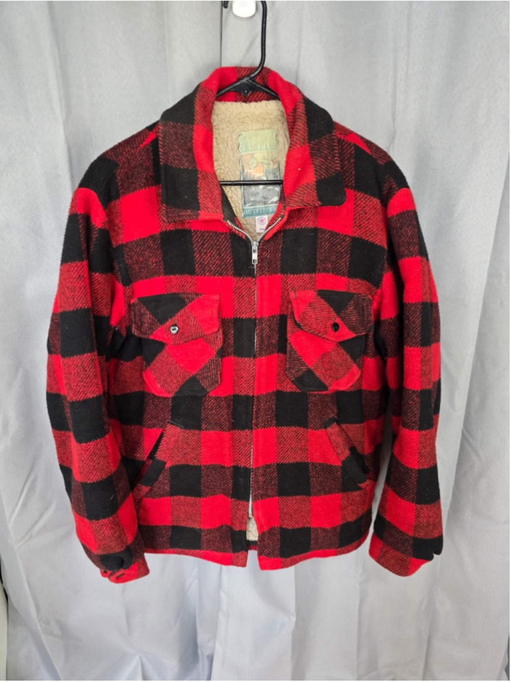 Vintage Canyon Guide Outfitters Mens M Buffalo Plaid Wool Sherpa Jacket USA